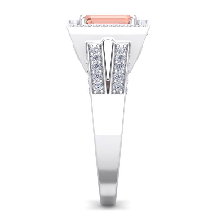 1-1/2 Carat Morganite and Diamond Ring In 14 Karat White Gold