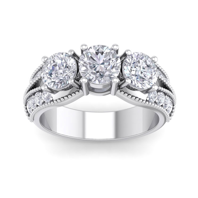 Important Three Diamond Ring 3 Carat 3 Diamond Ring in 14k White Gold SuperJeweler