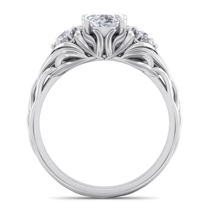 1 1/4 Carat Oval Shape Diamond Intricate Vine Engagement Ring In 14 Karat White Gold