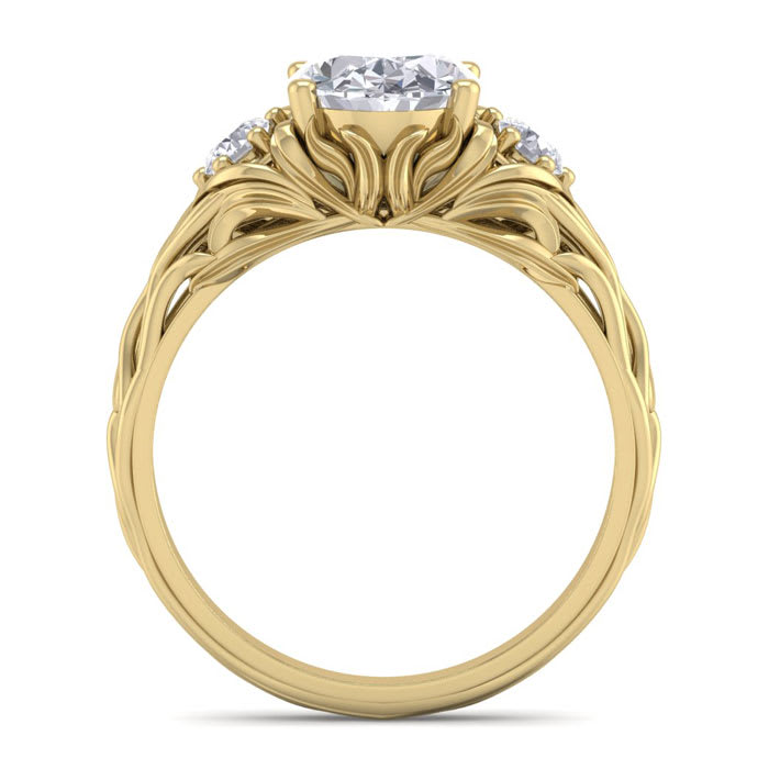 2 1/4 Carat Oval Shape Diamond Intricate Vine Engagement Ring In 14 Karat Yellow Gold