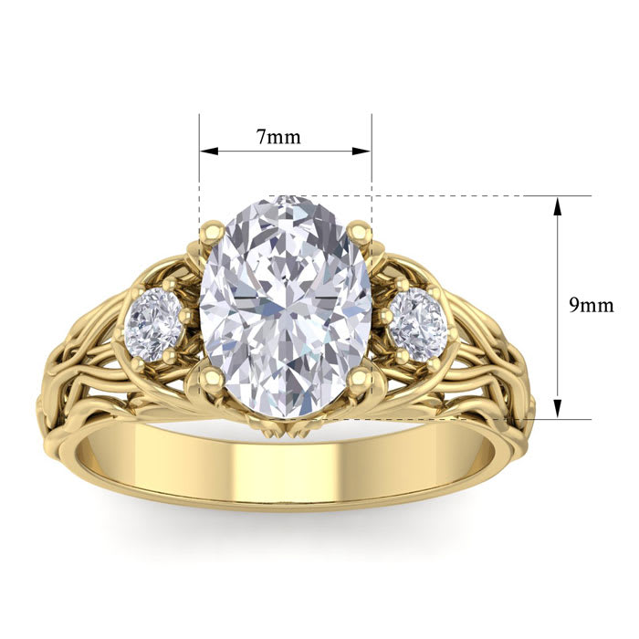 2 1/4 Carat Oval Shape Diamond Intricate Vine Engagement Ring In 14 Karat Yellow Gold