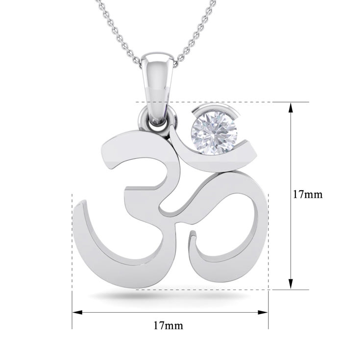1/4 Carat Diamond Om Necklace In 14 Karat White Gold, 18 Inches