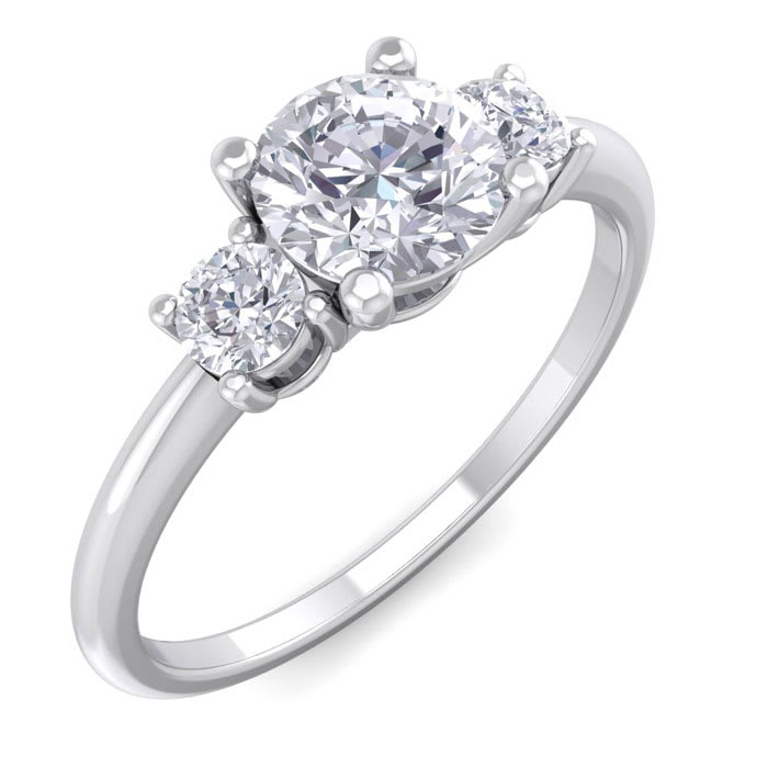 1 Carat Natural Colorless Diamond Ring Featuring a .75 Carat Center Diamond in Solid 14k White Gold