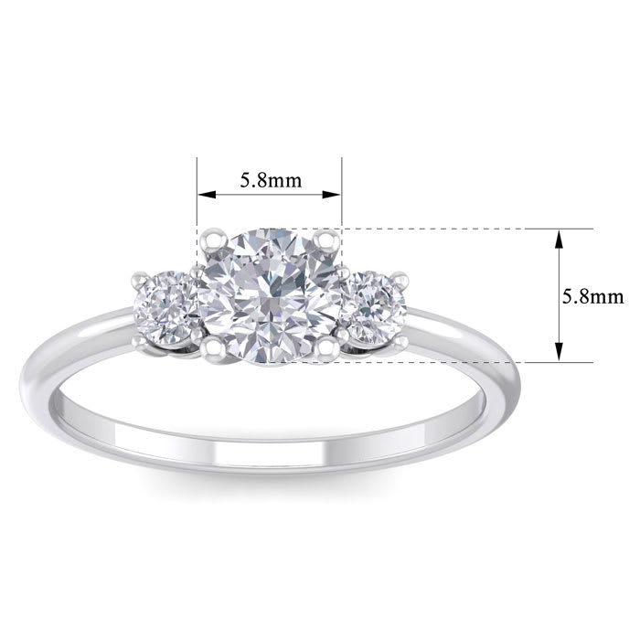 1 Carat Natural Colorless Diamond Ring Featuring a .75 Carat Center Diamond in Solid 14k White Gold