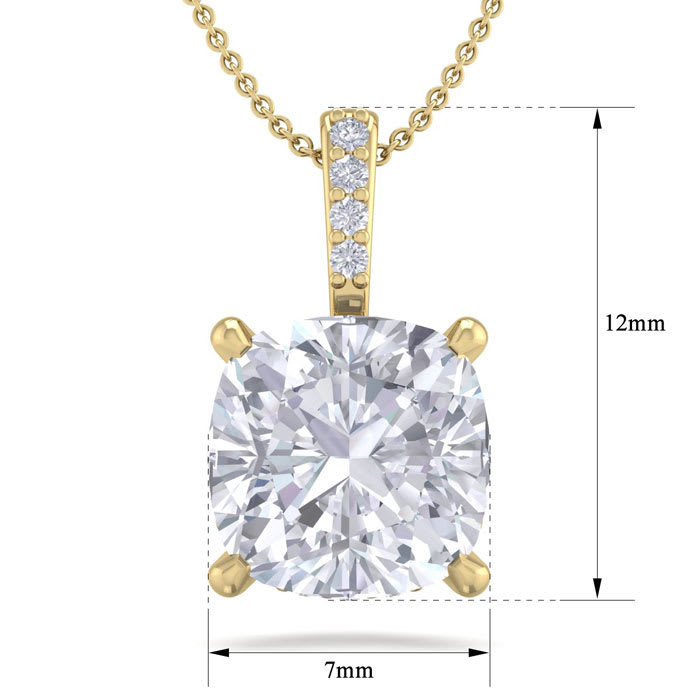 3/4 Carat Cushion Cut Hidden Halo Diamond Necklace In 14 Karat Yellow Gold, 18 Inches