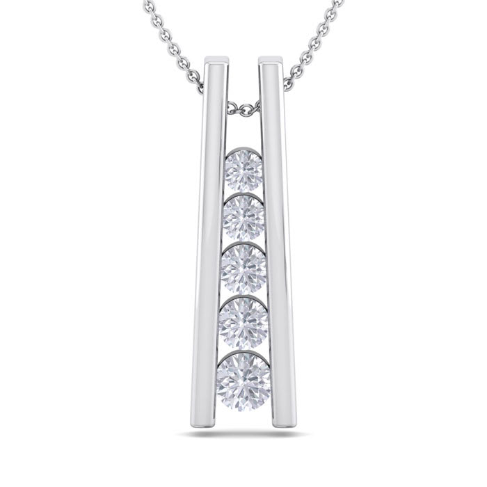1/4 Carat Diamond Journey Ladder Necklace In 14 Karat White Gold, 18 Inches