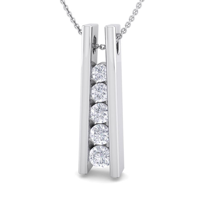 1/4 Carat Diamond Journey Ladder Necklace In 14 Karat White Gold, 18 Inches