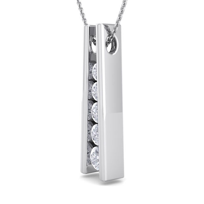 1/4 Carat Diamond Journey Ladder Necklace In 14 Karat White Gold, 18 Inches