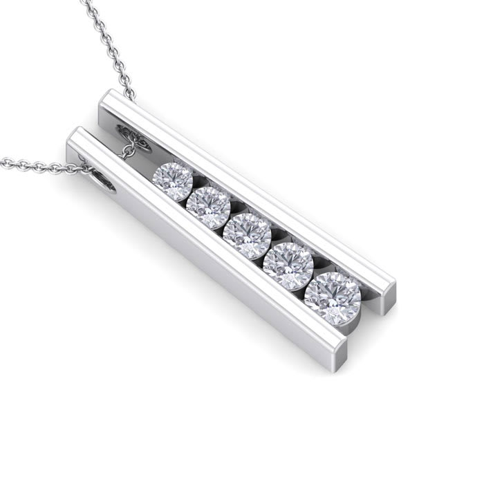 1/4 Carat Diamond Journey Ladder Necklace In 14 Karat White Gold, 18 Inches