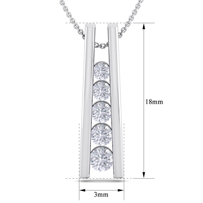 1/4 Carat Diamond Journey Ladder Necklace In 14 Karat White Gold, 18 Inches
