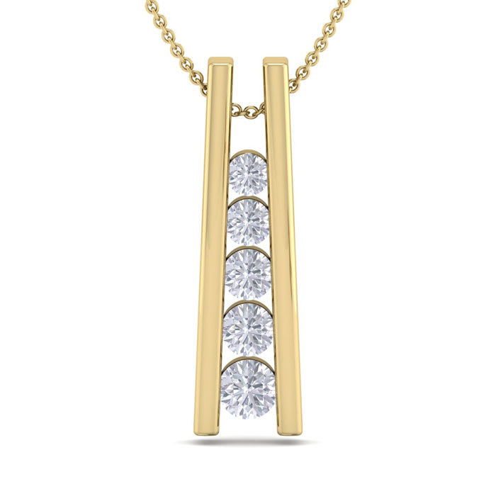 1/4 Carat Diamond Journey Ladder Necklace In 14 Karat Yellow Gold, 18 Inches