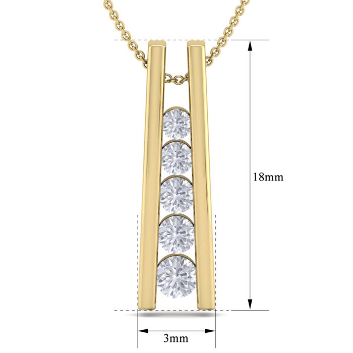 1/4 Carat Diamond Journey Ladder Necklace In 14 Karat Yellow Gold, 18 Inches