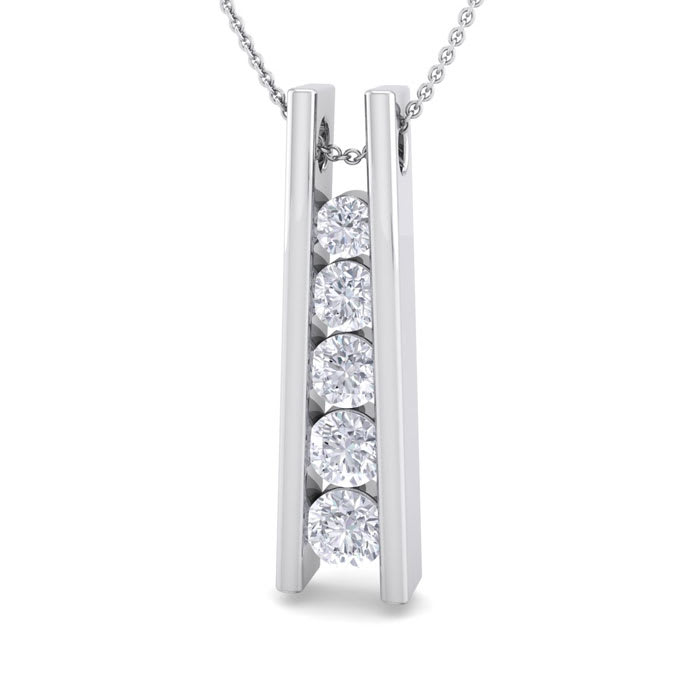 1/2 Carat Diamond Journey Ladder Necklace In 14 Karat White Gold, 18 Inches