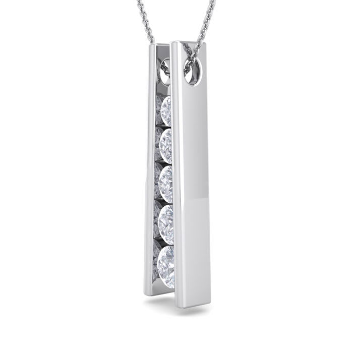 1/2 Carat Diamond Journey Ladder Necklace In 14 Karat White Gold, 18 Inches