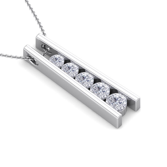 1/2 Carat Diamond Journey Ladder Necklace In 14 Karat White Gold, 18 Inches
