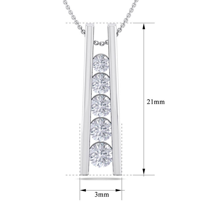 1/2 Carat Diamond Journey Ladder Necklace In 14 Karat White Gold, 18 Inches