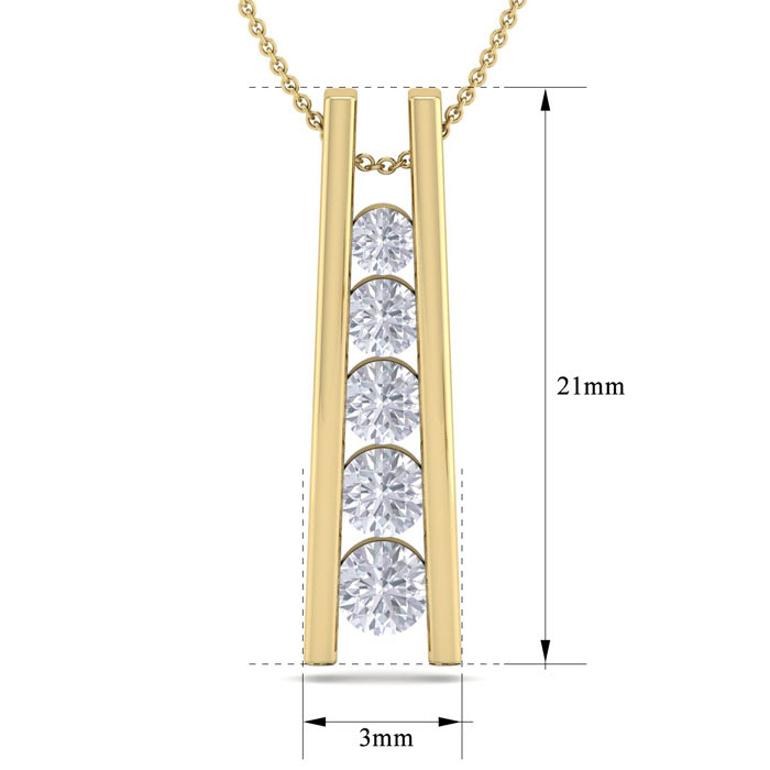 1/2 Carat Diamond Journey Ladder Necklace In 14 Karat Yellow Gold, 18 Inches
