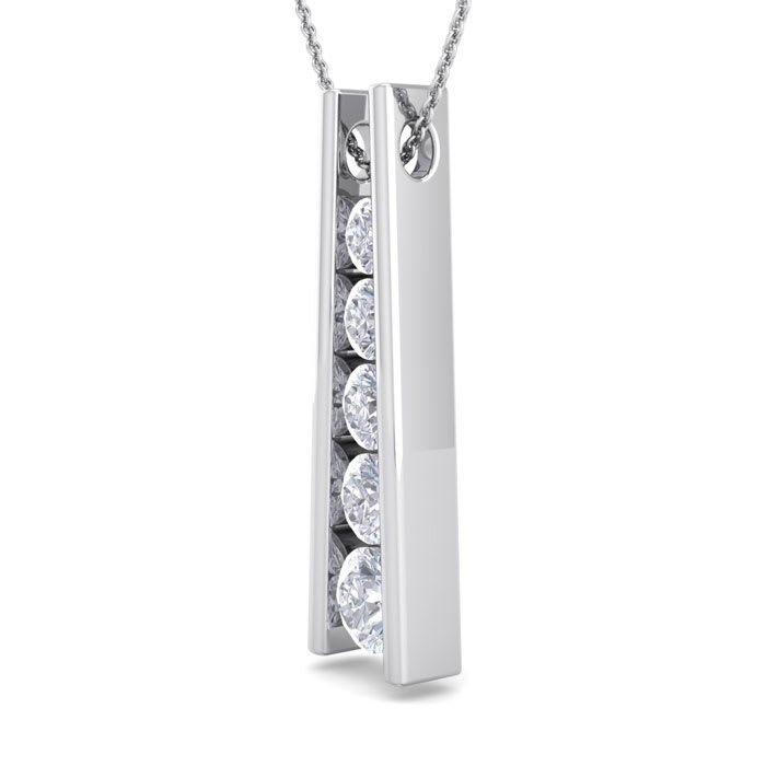 3/4 Carat Diamond Journey Ladder Necklace In 14 Karat White Gold, 18 Inches