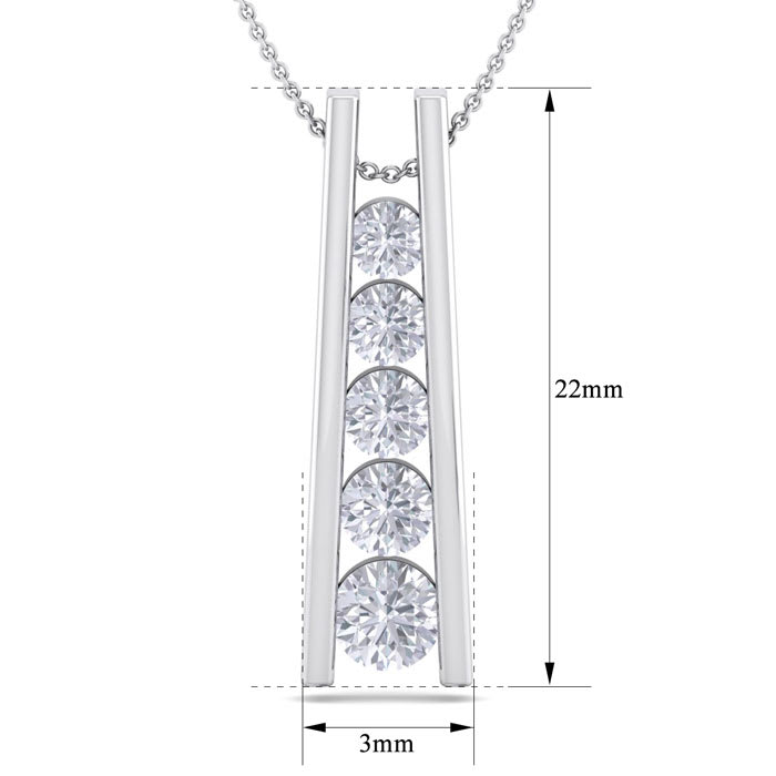 3/4 Carat Diamond Journey Ladder Necklace In 14 Karat White Gold, 18 Inches