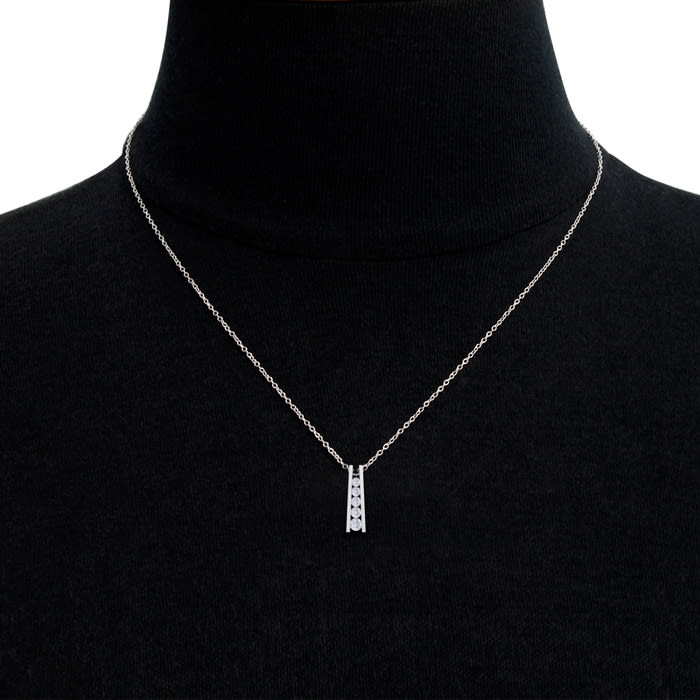 3/4 Carat Diamond Journey Ladder Necklace In 14 Karat White Gold, 18 Inches