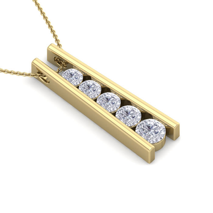 3/4 Carat Diamond Journey Ladder Necklace In 14 Karat Yellow Gold, 18 Inches