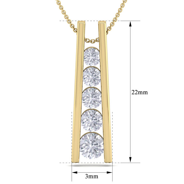 3/4 Carat Diamond Journey Ladder Necklace In 14 Karat Yellow Gold, 18 Inches
