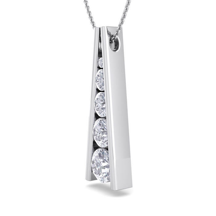 1 Carat Diamond Journey Ladder Necklace In 14 Karat White Gold, 18 Inches