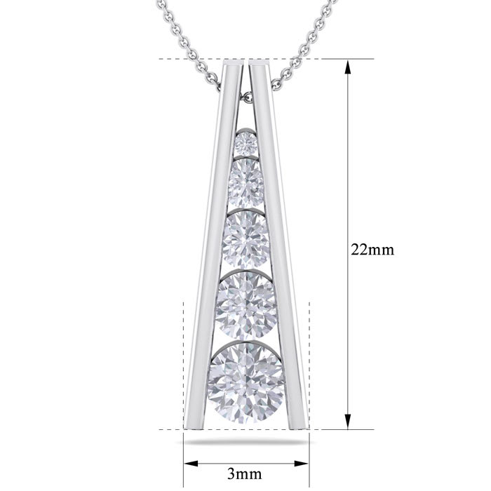 1 Carat Diamond Journey Ladder Necklace In 14 Karat White Gold, 18 Inches
