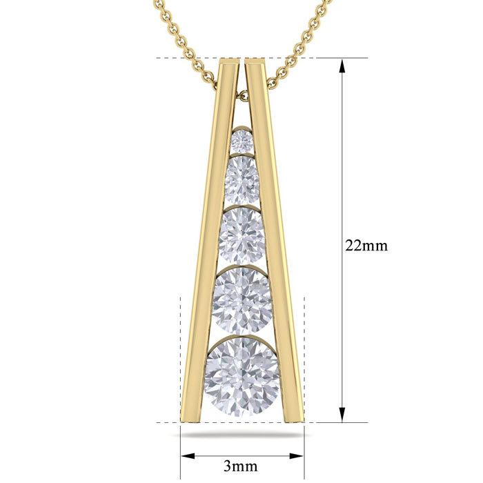 1 Carat Diamond Journey Ladder Necklace In 14 Karat Yellow Gold, 18 Inches