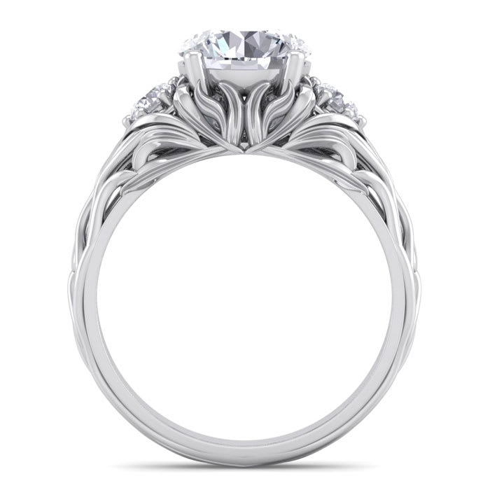 2 1/4 Carat Round Shape Diamond Intricate Vine Engagement Ring In 14 Karat White Gold