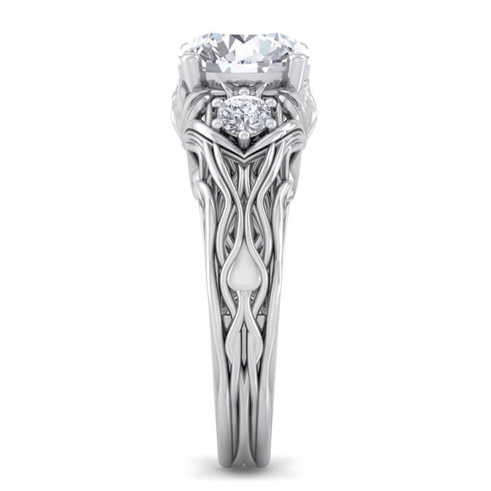 2 1/4 Carat Round Shape Diamond Intricate Vine Engagement Ring In 14 Karat White Gold