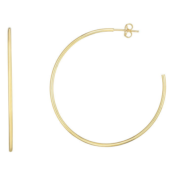 14 Karat Yellow Gold Polished Hoop Earrings, 2 Inches