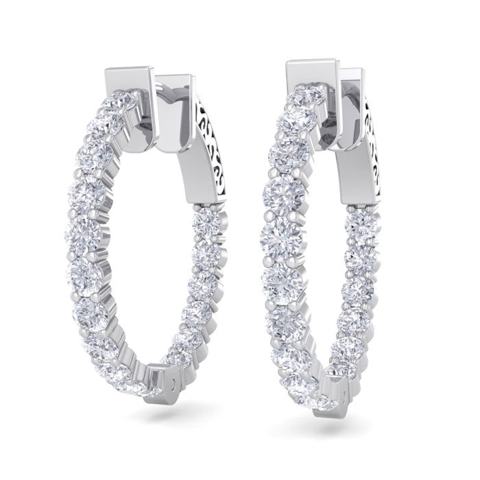 Diamond Hoop Earrings 2 Carat Diamond Hoop Earrings In 14 Karat