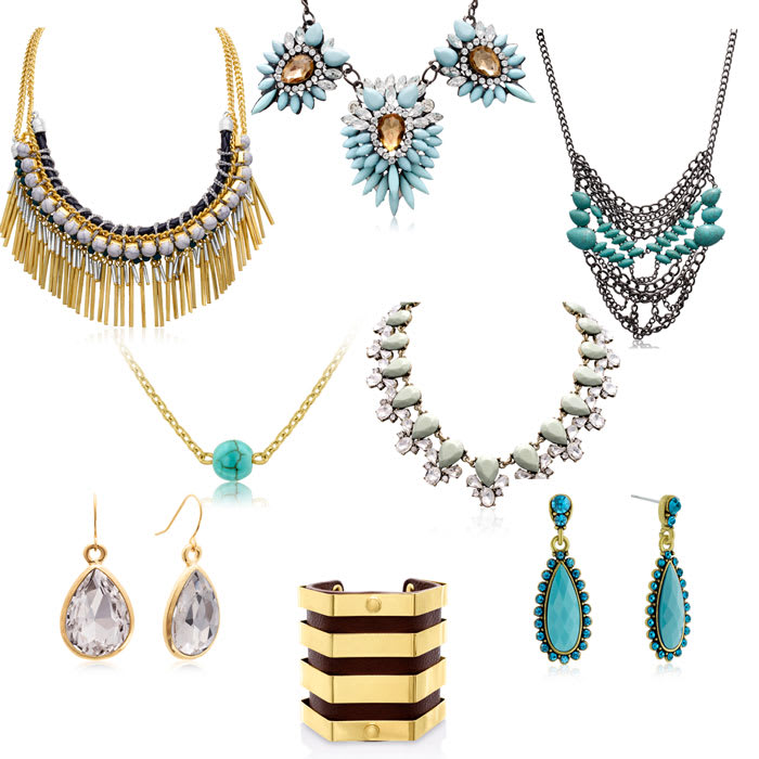 Statement Jewelry Gift Set Featuring 8 Pieces of Fashion Necklaces, Earrings and Bracelets
