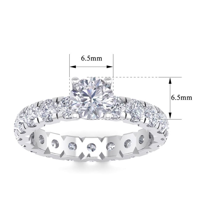3 Carat Round Shape Diamond Eternity Engagement Ring In 14 Karat White Gold