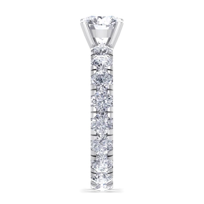 3 Carat Round Shape Diamond Eternity Engagement Ring In 14 Karat White Gold