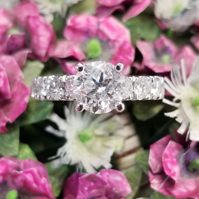 3 Carat Round Shape Diamond Eternity Engagement Ring In 14 Karat White Gold