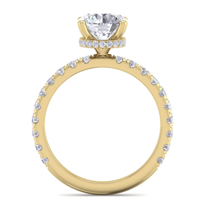 2 Carat Round Shape Hidden Halo Diamond Engagement Ring In 14 Karat Yellow Gold