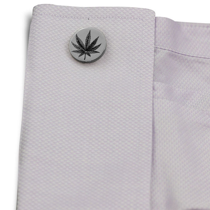 Octavius Cannabis Leaf Cufflinks, Gunmetal