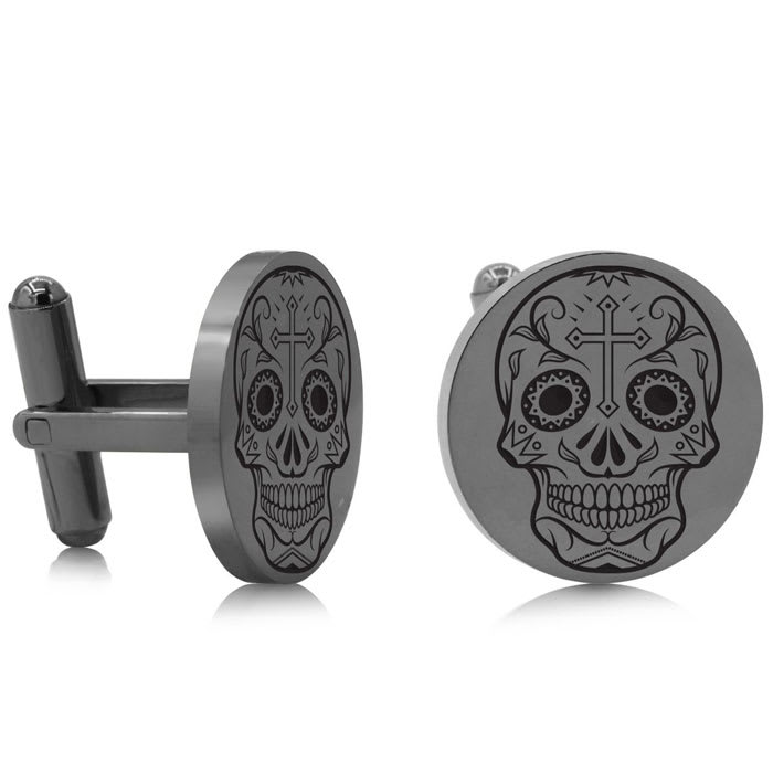 Octavius Skull and Cross Cufflinks, Gunmetal