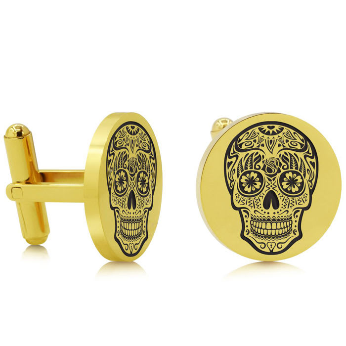 Octavius Skull Cufflinks, Yellow Gold