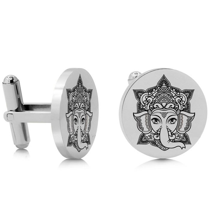 Octavius Ganesha Cufflinks, Silver