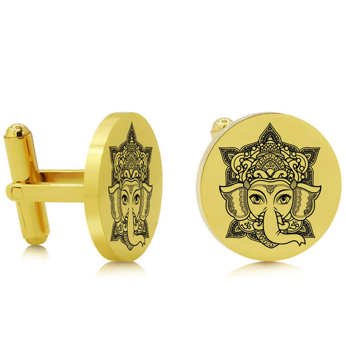 Octavius Ganesha Cufflinks, Yellow Gold