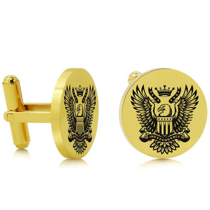 Octavius Bald Eagle Cufflinks, Yellow Gold