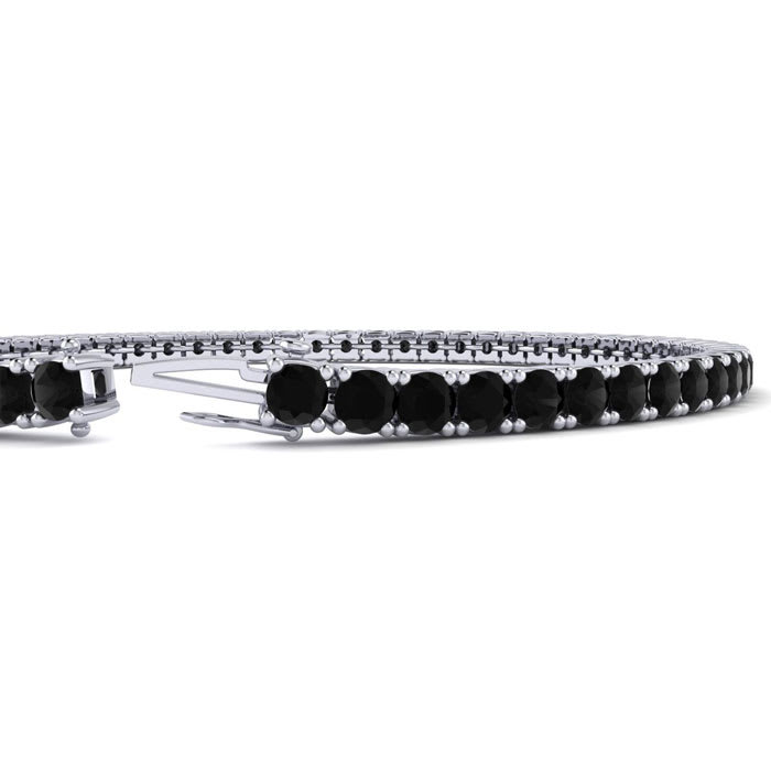 2 3/4 Carat Mens Black Diamond Bracelet In 14 Karat White Gold, 7 1/2 Inches