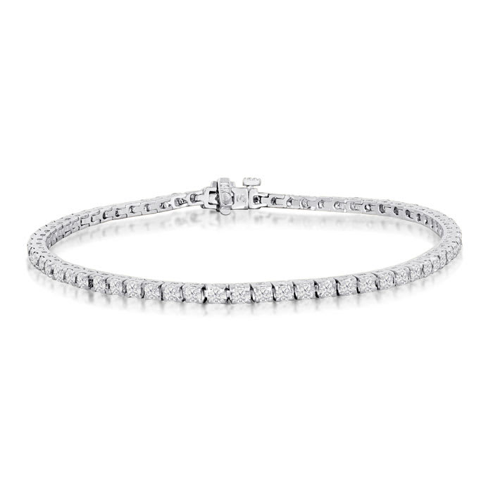 3 1/2 Carat Diamond Mens Tennis Bracelet In 14 Karat White Gold, 8 Inches