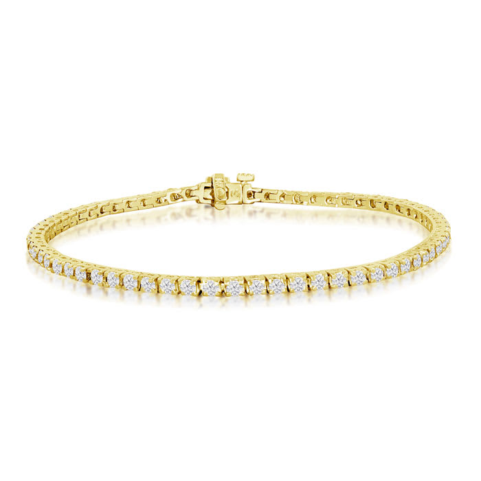 4 Carat Diamond Mens Tennis Bracelet In 14 Karat Yellow Gold, 9 Inches
