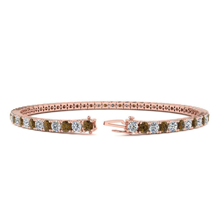 5 Carat Chocolate Bar Brown Champagne White Diamond Men s Tennis Bracelet in 14K Rose Gold 12.1 g 9 Inches by SuperJeweler