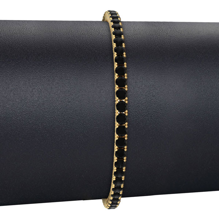 5 Carat Mens Black Diamond Bracelet In 14 Karat Yellow Gold, 9 Inches