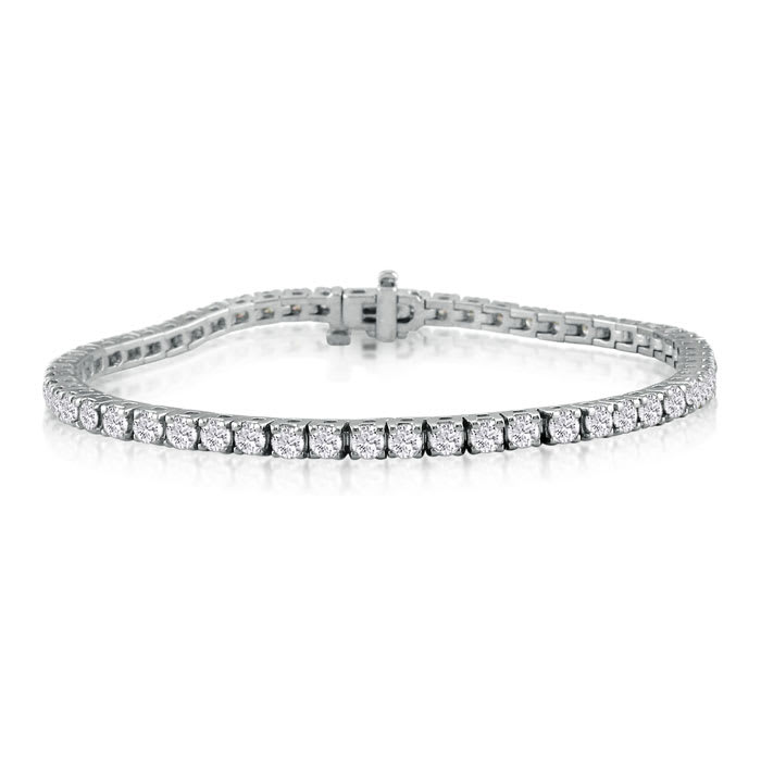 6 Carat Diamond Mens Tennis Bracelet In 14 Karat White Gold, 8 1/2 Inches